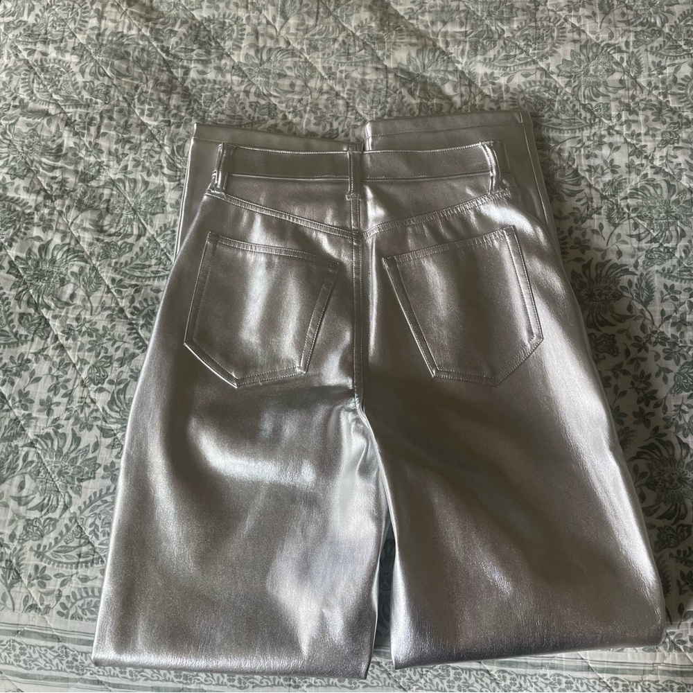 Abercrombie & Fitch Silver 90’s Straight Leg Vegan Leather Pants - Picture 8 of 11